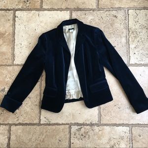 J. Crew Deep Blue Velvet Blazer Silk Lined